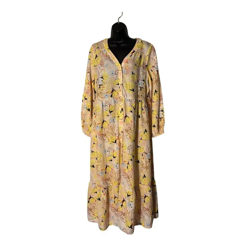 Style & Co. Floral Print Long Sleeve Button-Front Midi Dress Petite Medium - Picture 2 of 15